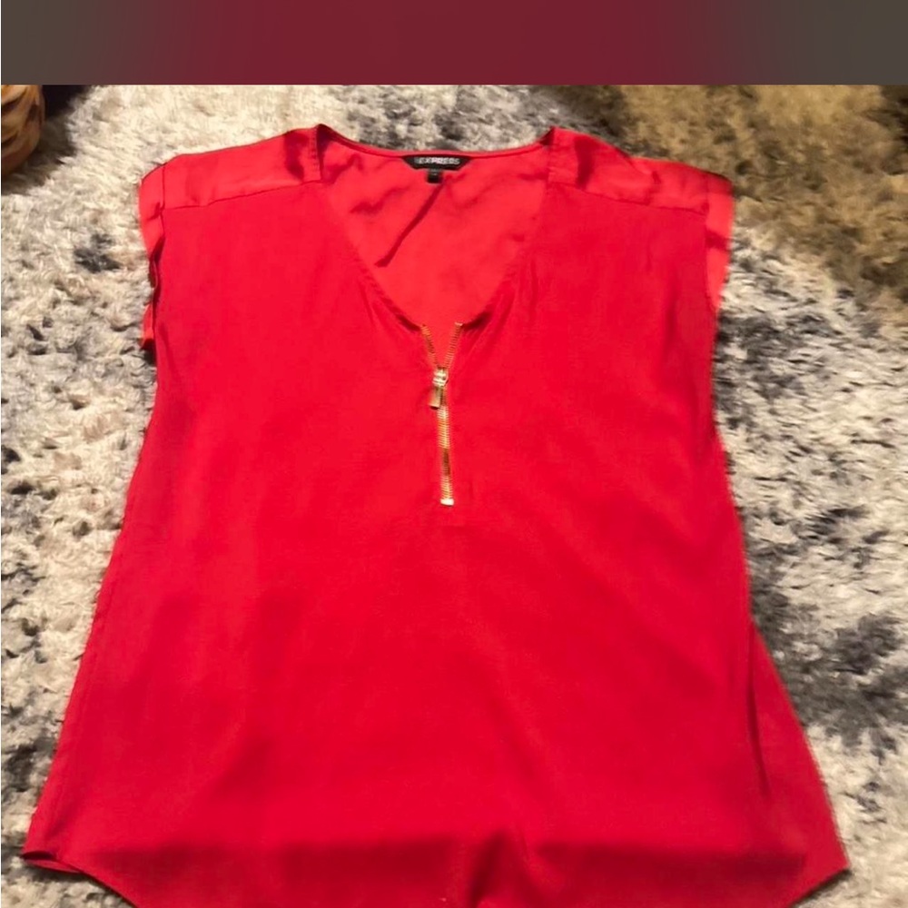 Express Vivid Red Women's Blouse with Zipper